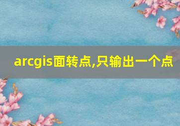 arcgis面转点,只输出一个点