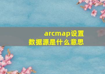 arcmap设置数据源是什么意思