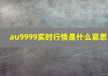 au9999实时行情是什么意思