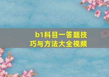 b1科目一答题技巧与方法大全视频