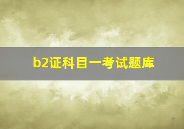 b2证科目一考试题库