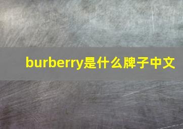 burberry是什么牌子中文