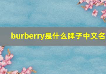 burberry是什么牌子中文名