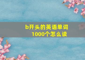 b开头的英语单词1000个怎么读