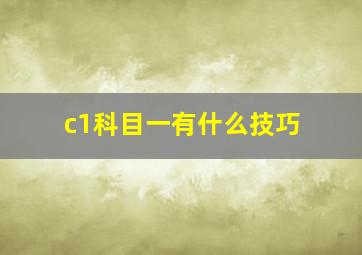 c1科目一有什么技巧