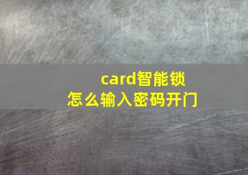 card智能锁怎么输入密码开门