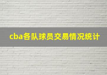 cba各队球员交易情况统计