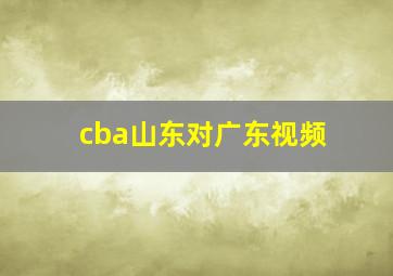 cba山东对广东视频