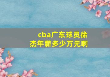 cba广东球员徐杰年薪多少万元啊