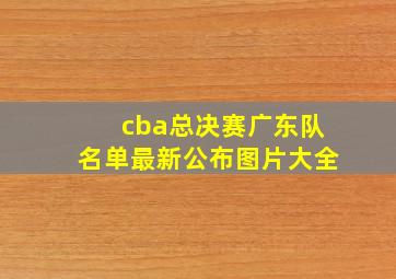 cba总决赛广东队名单最新公布图片大全