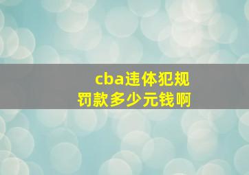 cba违体犯规罚款多少元钱啊