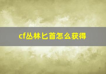 cf丛林匕首怎么获得