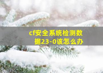 cf安全系统检测数据23-0该怎么办