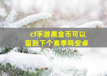 cf手游黑金币可以留到下个赛季吗安卓