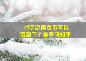 cf手游黑金币可以留到下个赛季吗知乎