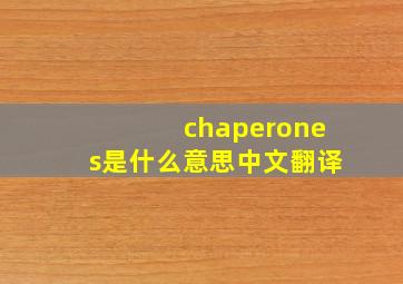 chaperones是什么意思中文翻译