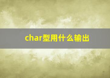 char型用什么输出