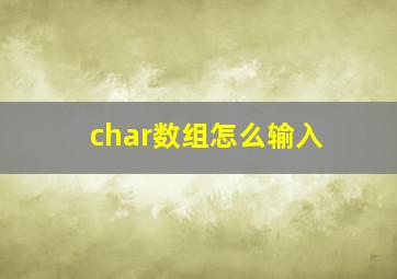 char数组怎么输入