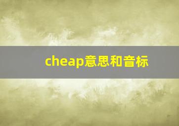 cheap意思和音标