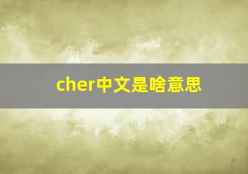 cher中文是啥意思