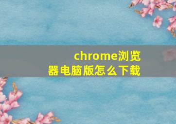 chrome浏览器电脑版怎么下载