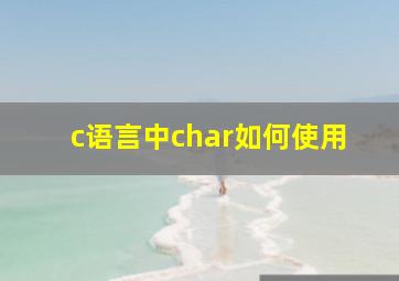 c语言中char如何使用