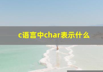 c语言中char表示什么