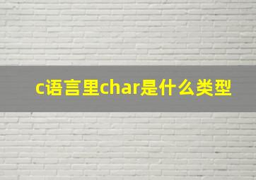 c语言里char是什么类型