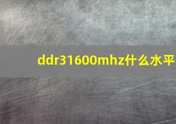 ddr31600mhz什么水平