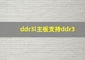 ddr3l主板支持ddr3