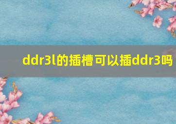 ddr3l的插槽可以插ddr3吗