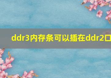 ddr3内存条可以插在ddr2口