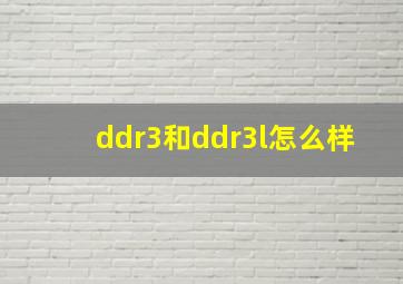 ddr3和ddr3l怎么样