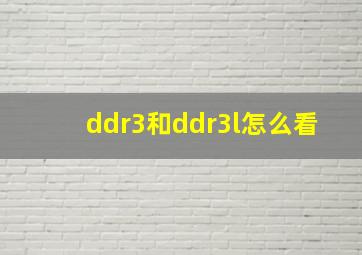 ddr3和ddr3l怎么看