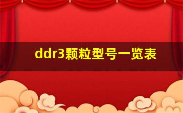 ddr3颗粒型号一览表