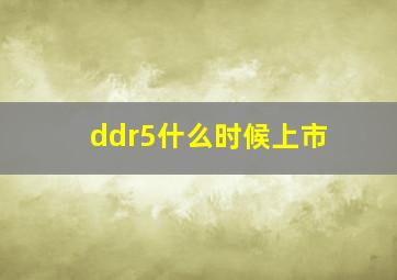 ddr5什么时候上市