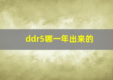 ddr5哪一年出来的