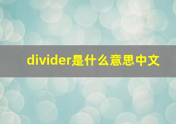 divider是什么意思中文