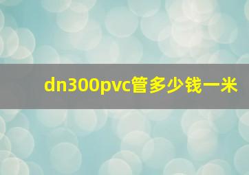 dn300pvc管多少钱一米