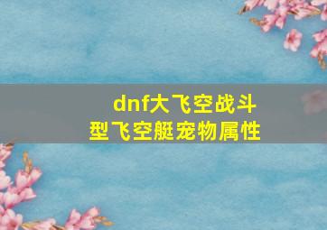 dnf大飞空战斗型飞空艇宠物属性