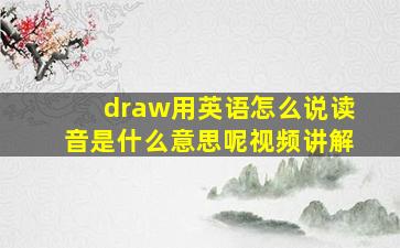 draw用英语怎么说读音是什么意思呢视频讲解