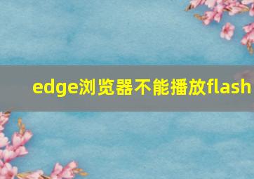 edge浏览器不能播放flash