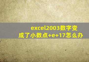 excel2003数字变成了小数点+e+17怎么办