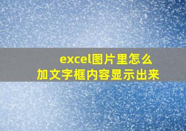 excel图片里怎么加文字框内容显示出来