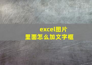 excel图片里面怎么加文字框