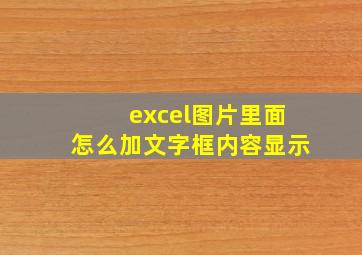 excel图片里面怎么加文字框内容显示