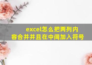 excel怎么把两列内容合并并且在中间加入符号