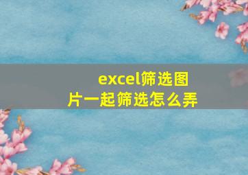 excel筛选图片一起筛选怎么弄