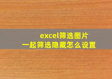 excel筛选图片一起筛选隐藏怎么设置