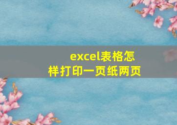 excel表格怎样打印一页纸两页